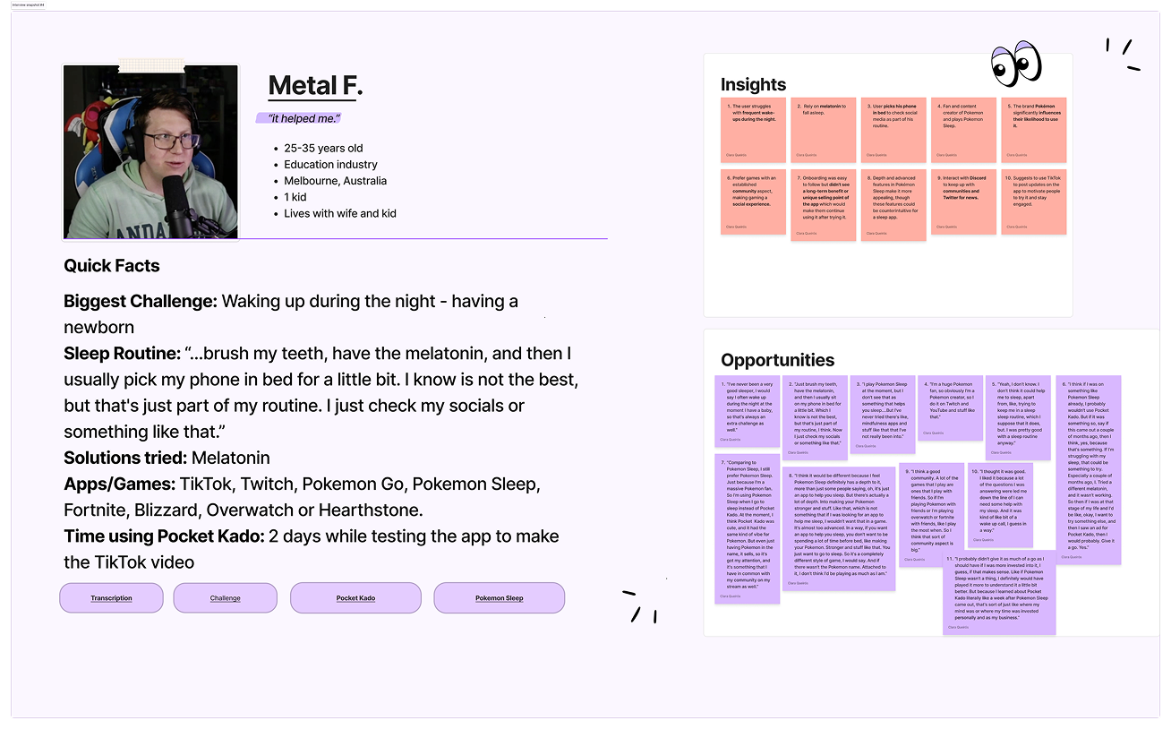 User interview snapshot